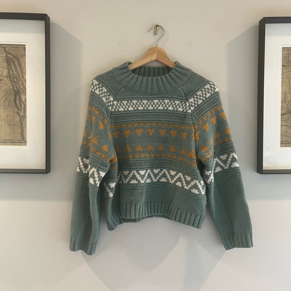 Universal Thread Cozy Green and Orange Patterned Sweater - Trendy Grandpa Style - Picture 1 of 4